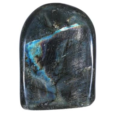 Imagem de Rockcloud Laje de pedra de palmeira labradorita natural irregular, amostra de cristal de preocupação autônoma polida para meditação de ansiedade, 0,2 a 0,3 kg