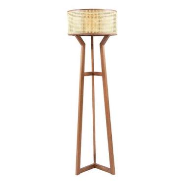 Imagem de Luminária de Piso Luna em madeira maciça e tela - Bac Móveis, Natural