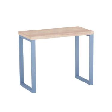 Imagem de Mesa Auxiliar Tubolar PE 40 Pandin 90 x 45 Cm Noce Naturale e Azul Dal