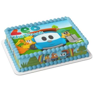 Imagem de Papel arroz e faixa para bolo festa aniversário léo o caminhão - Catia