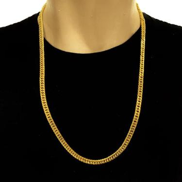 Imagem de Cordão Masculino Corrente Elos Duplos 6mm Banhado Ouro 70cm - Alra sem