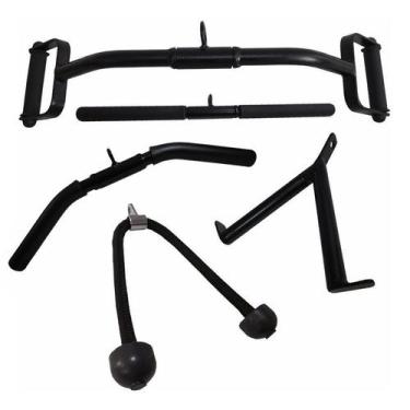 Imagem de Kit 5 Barras Puxadores Pulley Romana Corda Reto Curvo - FamaFit