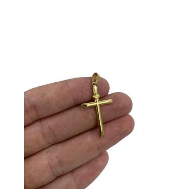 Imagem de Pingente cruz fina p - banhado a ouro 18k - ToJoia18k