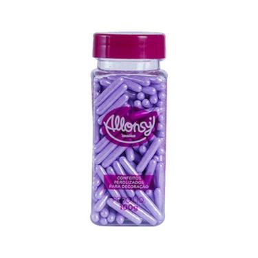 Imagem de Confeito temático comestível decorativo roxo 20mm 100g - Cromus