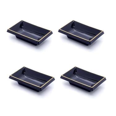 Imagem de Kit C/ 4 Molheira Retangular Japonesa Para Shoyu Cor Preta - AC