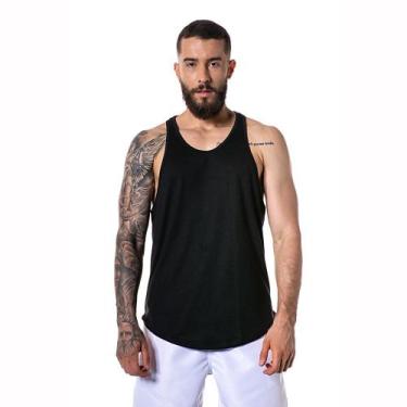 Imagem de Camiseta Regata Masculina Cavada Oversized Longline Preta - Chiella, P