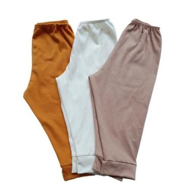 Imagem de Kit 3 pç calça mijão bebê minimalista unissex 100% algodão malha - Mal