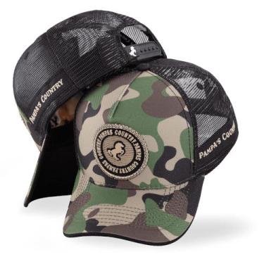 Imagem de Boné Preto Camuflado Militar Ajustável  Pampas Country, Camuflado