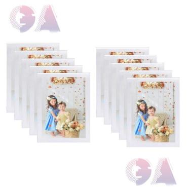 Imagem de Kit 10 Porta Retrato A5 15x21 Moldura Branco Para Fotos e Decoração - 
