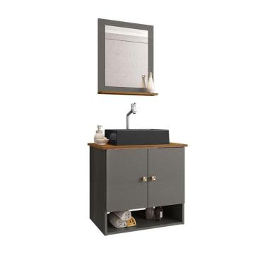 Imagem de Gabinete Banheiro Deli Cuba Torino Prt Torneira DL08 Val ABS