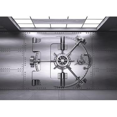 Imagem de CORFOTO 2,1 x 1,5 m fundo de porta de cofre de banco de aço fechado para fotografia de porta de cofre de banco para crianças e adultos retrato de família, decorações de festa de aniversário, adereços