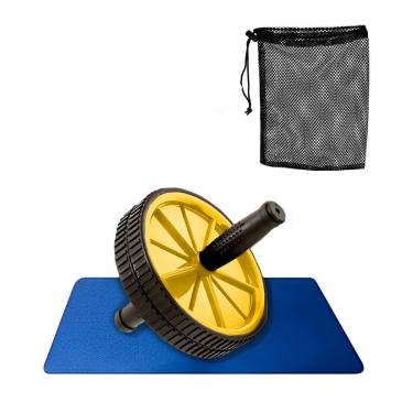 Imagem de Kit Roda Abdominal Dupla Gold Sports Action Tapete de Eva e Sacola Transporte-Unissex