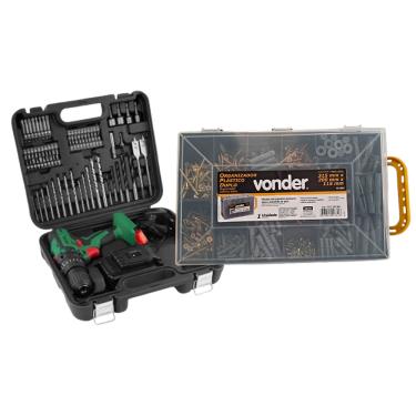 Imagem de Parafusadeira furadeira bateria PFD 074 DWT + Kit 1000 pçs