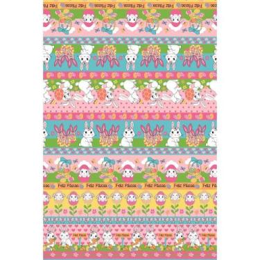 Imagem de Tecido Estampado para Patchwork - Páscoa : Barrado Happy (0,50x1,50) -