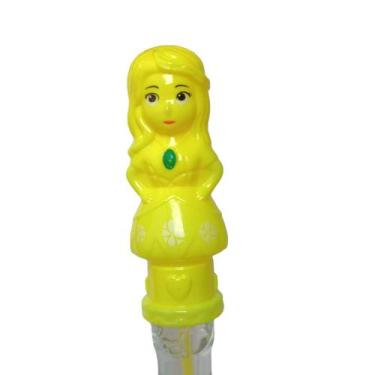 Imagem de Brinquedo Bastão Lança Bolhas De Sabão Boneca Colorida - CRB, Amarelo
