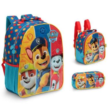 Imagem de Kit Mochila Bolsa Infantil Patrulha Canina Costas Colorida - Plike