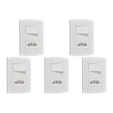 Imagem de Kit C/5 - Conjunto Peesa Alfa 1543A 1 Interruptor Sim.Tomada  .., Alfa