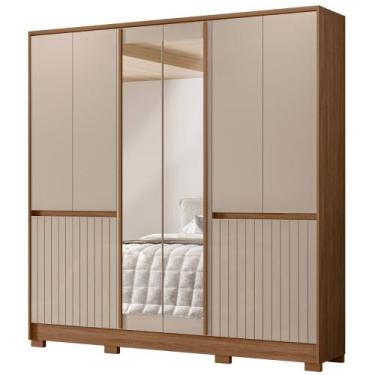 Imagem de Guarda Roupa Casal Alasca Com Espelho 10 Portas Carvalho Fendi Moval