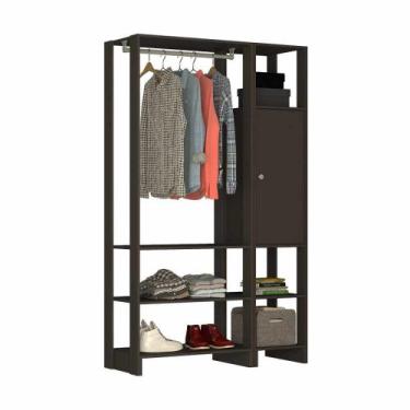 Imagem de Closet com 1 Cabideiro, 1 Porta com 2 prateleias e 6 nichos externos E