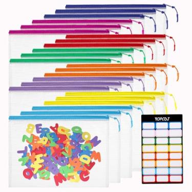 Imagem de 24 bolsas de malha com zíper, A5, 24 x 17 cm, reutilizáveis, organizador de armazenamento de quebra-cabeças, 8 cores, multiuso para viagens, jogos de tabuleiro, material de escritório e organização