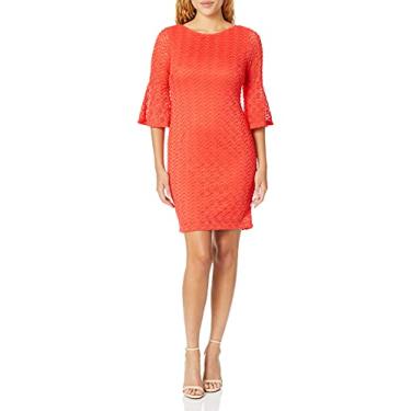 Imagem de Sharagano Vestido feminino manga sino, Batom coral, 38