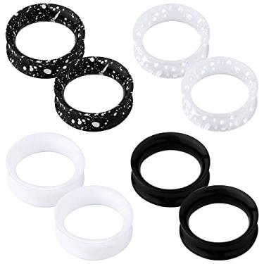 Imagem de OUFER Alargadores de orelha flexíveis de silicone, alargadores de alargadores de orelha com alargador duplo, alargadores de orelha de carne, joia para mulheres e homens, Metal, Zircônia cúbica