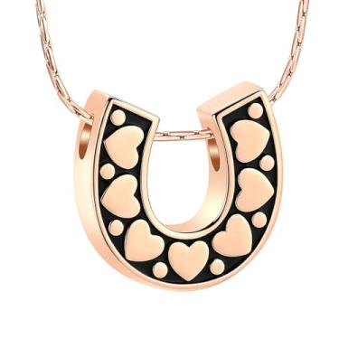 Imagem de constantlife Joias de cremação para cinzas, urna em ferradura, colar para mulheres e homens, pingente memorial de animais de estimação, suporte de cinzas, lembrança de funeral, Aço inoxidável, aço