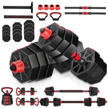 Imagem de Halteres, 6 em 1 Alteres para Musculação, 20KG Kit Halteres com Kettlebell, Halter, Anilhas para Musculação, Peso para Musculação, Halteres Ajustaveis, Alteres, Pesos, Kit Alteres para Musculação