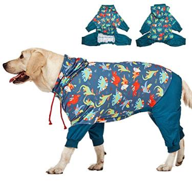 Imagem de LovinPet Camisas para Cães Xxl: Cuidados com Feridas, Macacão Leve para Ansiedade, Pijamas para Cães Grandes, Pijamas para Cães, Faixa Refletiva, Estampa Azul Marinho Super Dinos, Roupas para Recupera