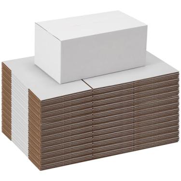 Imagem de Schliersee Conjunto de 40 Caixas de Remessa 9X5X4, Caixas Pequenas de Papelão Ondulado Kraft Branco para Embalagem (22,86X12,7X10,1 Cm)