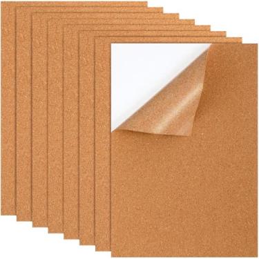 Imagem de RattanView 8 folhas autoadesivas de cortiça A4 21 x 30 cm de espessura, retangular, isolamento de cortiça para suprimentos de artesanato DIY, decoração de parede, tapete de cortiça (1 mm)