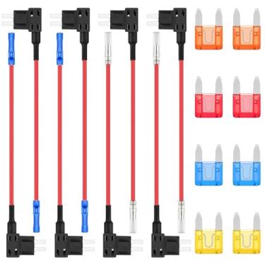 Imagem de ALLECIN mini adicionar um fusível de circuito torneira apm 12v suporte de substituição automotiva adaptador fusíveis torneiras conector atm 12 volts com 8pcs 5 10 15 20a fusível de lâmina de