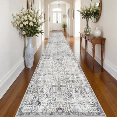 Imagem de Tapete passadeira lavável de 91 cm x 6 m – Tapete extralongo envelhecido com forro de borracha antiderrapante ultramacio para decoração de cozinha, sala de estar, quarto, sala de jantar (marrom)