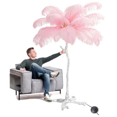 Imagem de Luminária de chão, lâmpadas de piso de penas, lâmpadas de chão modernas de resina, lâmpadas de LED 3 tons, lâmpada de pé regulável, interruptor de pé, lâmpada de leitura para quarto - presente