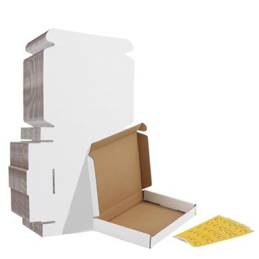 Imagem de HORLIMER Conjunto de 30 caixas de transporte 7x5x1, caixa postal de papelão ondulado branco para embalar pequenas empresas