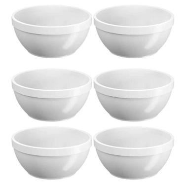 Imagem de Kit 6 Cumbucas Plásticas 300ml Brancas Bowl Sobremesa Sorvete Sopa Cal