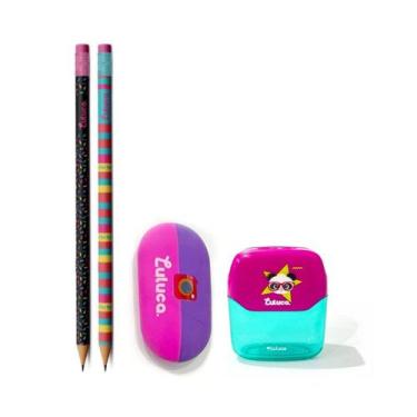 Imagem de Kit Lápis HB Luluca Youtuber C/ Borracha E Apontador 2 Furos Escolar P