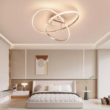 Imagem de Luminária de teto com design de trevo Luminária de teto regulável com controle remoto para quarto Sala de estar Sala de estudo Quarto de bebê infantil Escritório (Dourado)