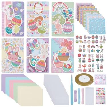 Imagem de WEBEEDY 15 Sets DIY Easter Card Making Kit for Adults 5 Colors Blank Card Kits with Matching Envelopes Stickers Handmade Unique Easter Greeting Card with Decoration Accessories for Friends Family