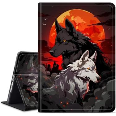 Imagem de WZCJDHMJ Capa para tablet Samsung Galaxy Tab S10 Plus/S9 FE Plus/S9 Plus 5G de 12,4 polegadas, capas inteligentes de couro PU finas com suporte para caneta S + despertar/dormir automático-lobo
