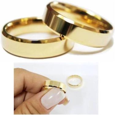 Imagem de Alianças de Ouro 18k 4mm 4 gramas Casamento + Anel de noivado - SHEJU 