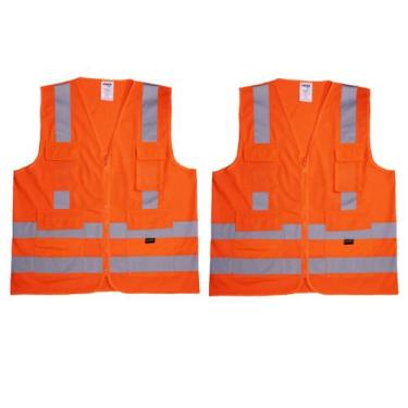 Imagem de Colete Para Sinalização Refletivo Original - NoBrand, Kit 2 Laranja, X