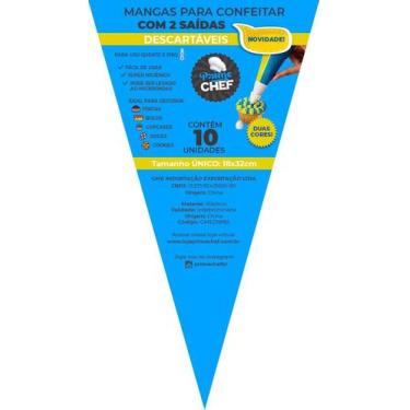 Imagem de Saco/Manga de Confeitar Descartável  32cm 2 Saídas 10 Unidades - GMEZN