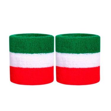 Imagem de Munhequeira Esportiva Toalha 08 cm Absorve Suor 2 Unidades - Estilo Bo