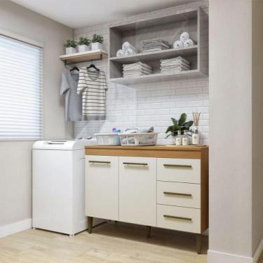 Imagem de Lavanderia Petrópolis Balcão 2 Portas 3 Gavetas Kaiki Móveis Nature Co