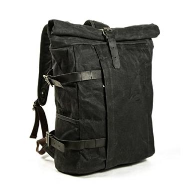 Imagem de Mochila de viagem de grande capacidade para homens Mochilas de lona de qualidade Mochilas masculinas(Black)
