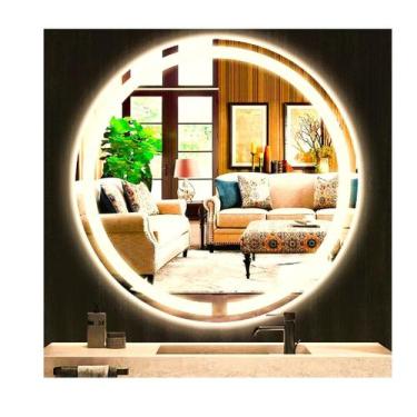 Imagem de Espelho redondo jateado iluminado com led quente frontal 60cm - Woodgl