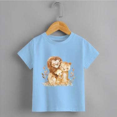 Imagem de Camiseta Infantil Unissex Família Leões Modinha Minimalista 100% Algod