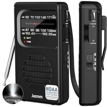 Imagem de Rádio meteorológico NOAA portátil, rádio AM FM operado por bateria com alto-falante de 3 W, transistor com melhor recepção, clipe traseiro, lanterna, conector de fone de ouvido, alimentado por 2