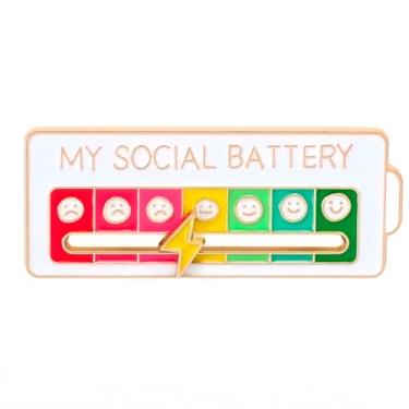 Imagem de Pin My Social Battery Broche Bateria Social Mood Tracker Branco